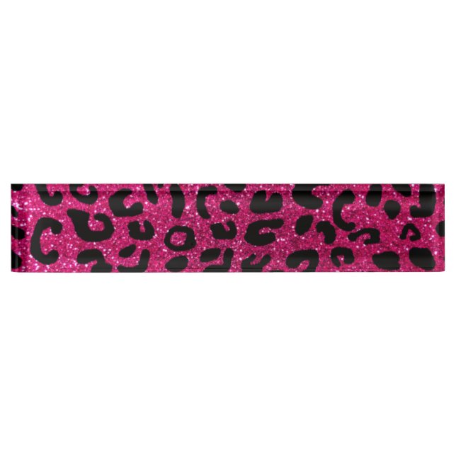 Porte-nom Pour Bureau Motif au néon d'impression de guépard de roses (Devant)