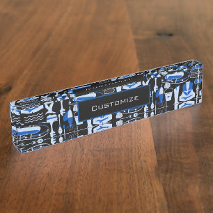 Porte-nom Pour Bureau Motif bleu de pêche