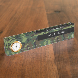 Porte-nom Pour Bureau Motif Camouflage Vert, Votre nom, Personnaliser