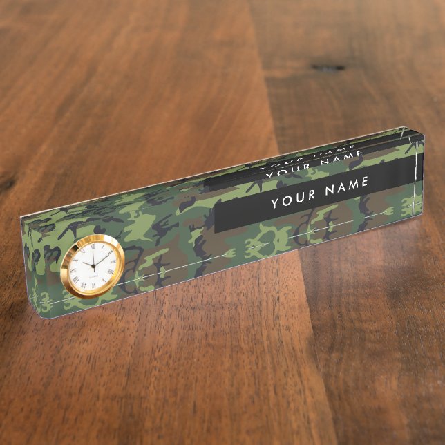 Porte-nom Pour Bureau Motif Camouflage Vert, Votre nom, Personnaliser (Taille)