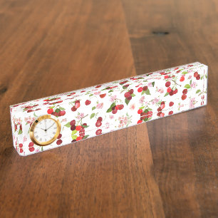 Porte-nom Pour Bureau Motif Cerise 1