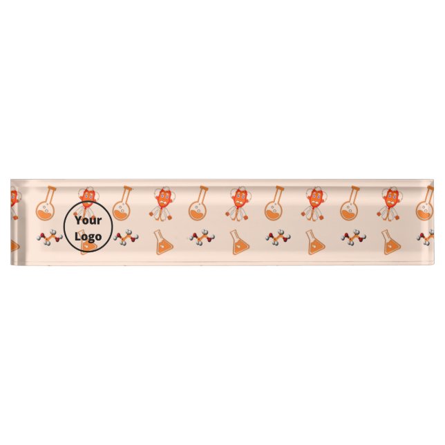 Porte-nom Pour Bureau Motif commercial Orange (Devant)