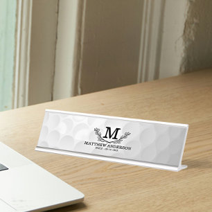 Porte-nom Pour Bureau Motif de balle de golf personnalisé Nom Monogramme