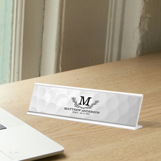 Porte-nom Pour Bureau Motif de balle de golf personnalisé Nom Monogramme