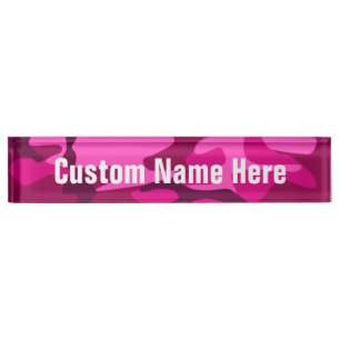 Porte-nom Pour Bureau Motif de Camouflage Camo Fuchsia rose chaud