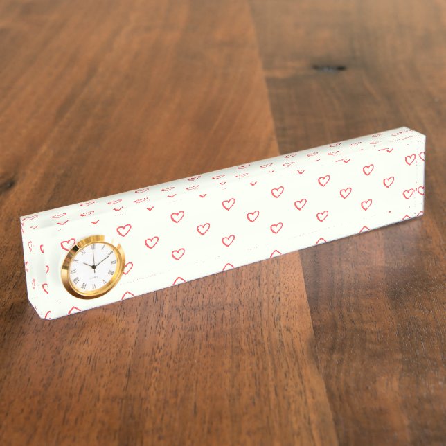 Porte-nom Pour Bureau Motif de cœurs rouges, Mignon, Amour (Taille)