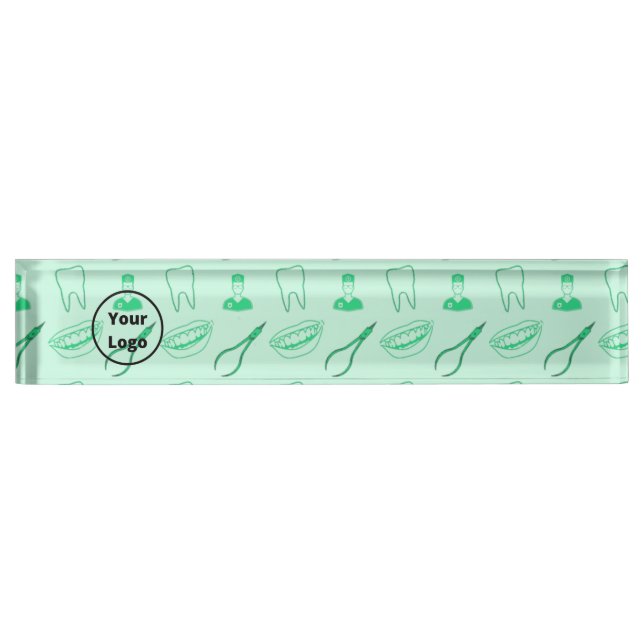 Porte-nom Pour Bureau Motif de dentiste vert (Devant)