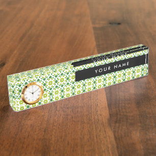 Porte-nom Pour Bureau Motif de feuille, feuilles vertes, votre nom