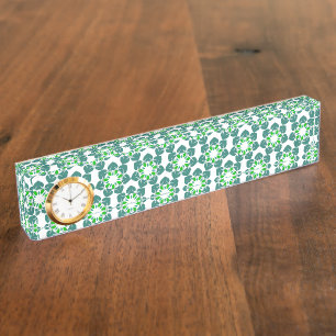 Porte-nom Pour Bureau Motif de feuille, motif de feuilles, feuilles vert