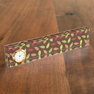 Porte-nom Pour Bureau Motif de feuilles, feuilles colorées, feuilles d'a