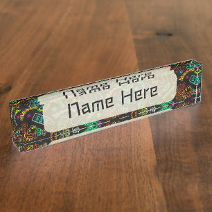 Porte-nom Pour Bureau Motif de Fiesta du Mexique