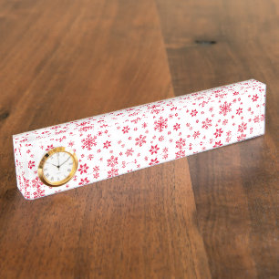 Porte-nom Pour Bureau Motif de flocon de neige, Flammes de neige rouges,