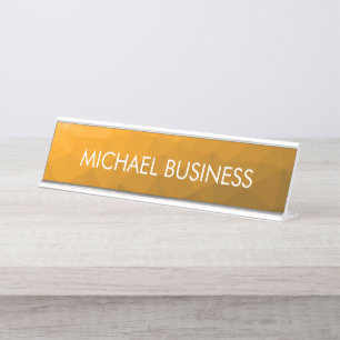 Porte-nom Pour Bureau Motif de maillage géométrique dégradé orange