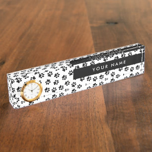 Porte-nom Pour Bureau Motif de pattes, pattes de chien, pattes de chat, 