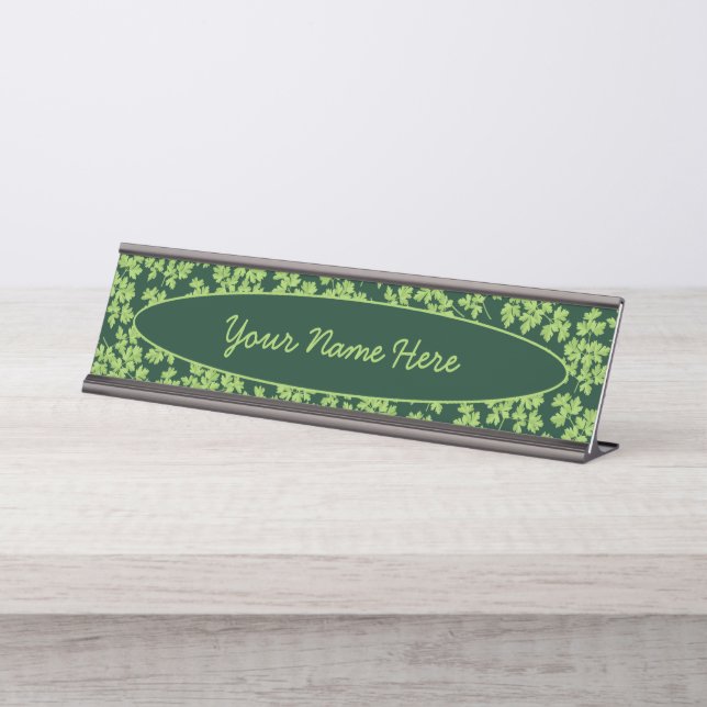 Porte-nom Pour Bureau Motif de persil (Devant)