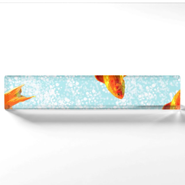 Porte-nom Pour Bureau motif de poisson d'or (Devant)
