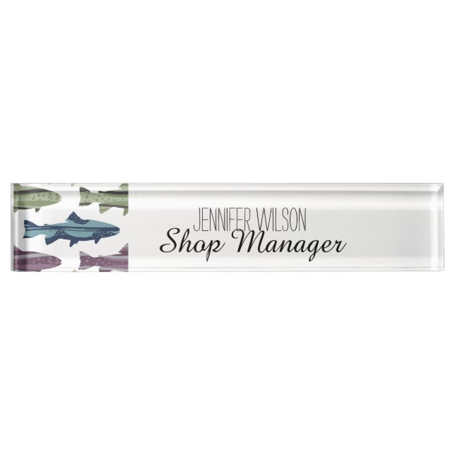 Porte-nom Pour Bureau Motif de poissons de truite farfelue (Devant)