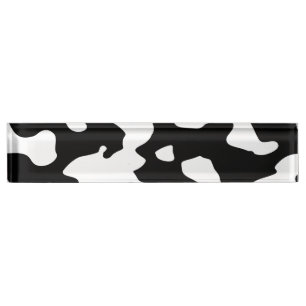 Porte-nom Pour Bureau Motif de vache noir et blanc