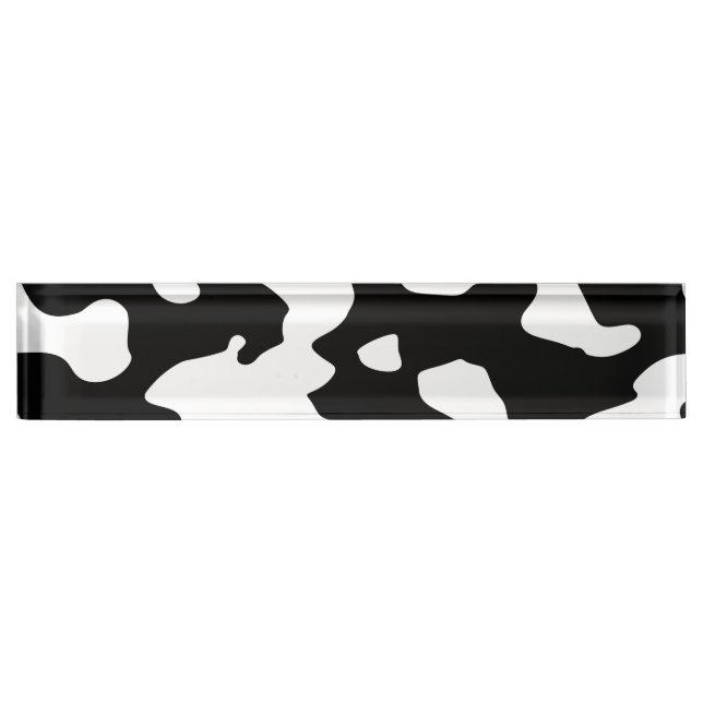 Porte-nom Pour Bureau Motif de vache noir et blanc (Devant)