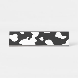 Porte-nom Pour Bureau Motif de vache noir et blanc