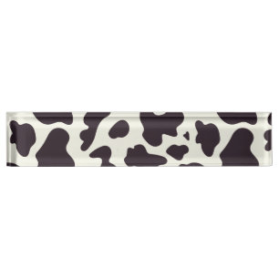 Porte-nom Pour Bureau Motif de vache noir et blanc Imprimer