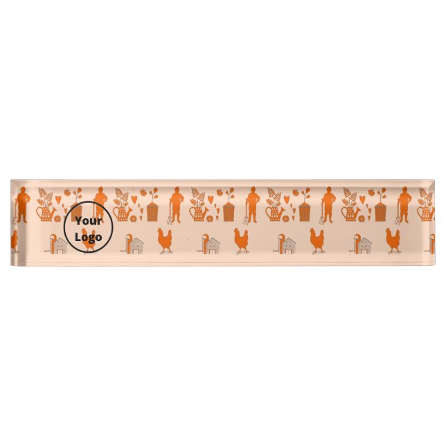 Porte-nom Pour Bureau Motif d'entreprise agricole orange (Devant)