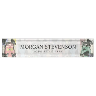 Porte-nom Pour Bureau Motif des chats de Hipster