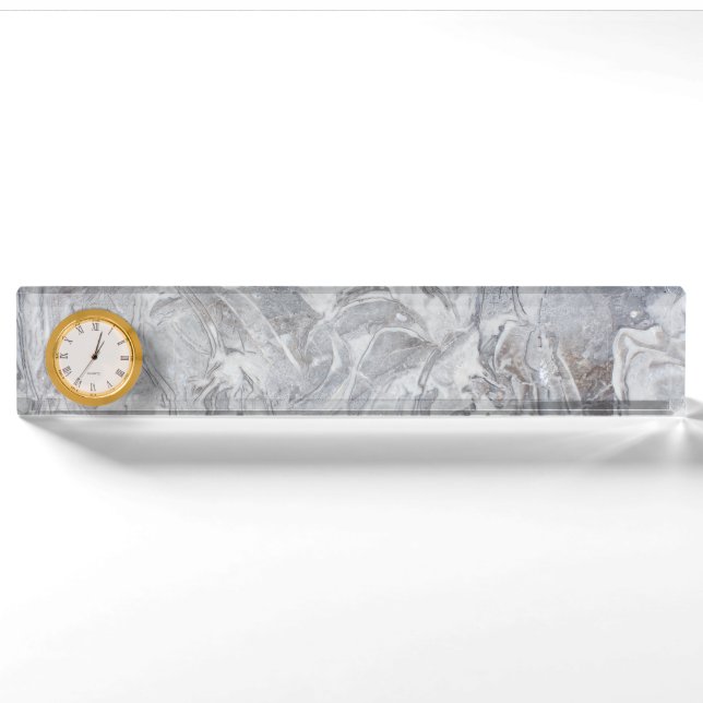 Porte-nom Pour Bureau Motif en marbre (Devant)