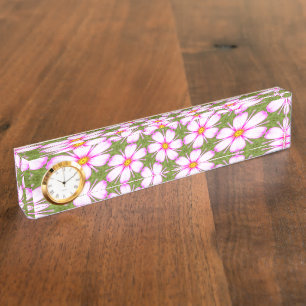 Porte-nom Pour Bureau Motif Fleurs Cosmos