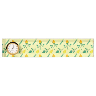 Porte-nom Pour Bureau Motif floral avec rose jaune et fleurs de tulipe