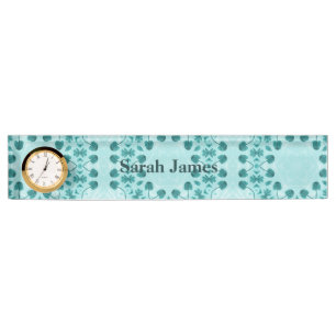 Porte-nom Pour Bureau Motif floral, bleu Turquoise