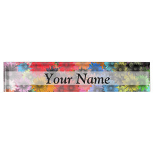 Porte-nom Pour Bureau Motif floral multicolore