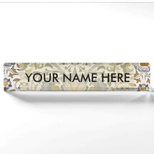 Porte-nom Pour Bureau Motif floral William Morris Lodden : bleu or