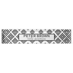 Porte-nom Pour Bureau Motif noir Rhomboid