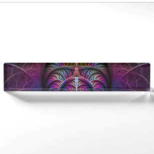Porte-nom Pour Bureau Motif psychédélique coloré abstrait d'art fractal