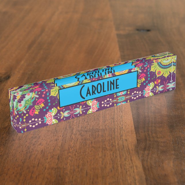 Porte-nom Pour Bureau Motif Retro Mandala (Taille)