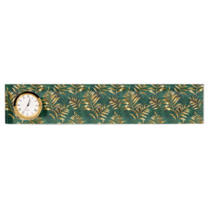 Porte-nom Pour Bureau Motif sans couture avec des fougères dorées