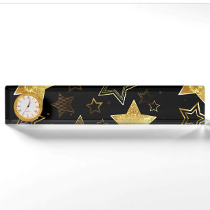 Porte-nom Pour Bureau Motif sans couture avec étoiles d'or