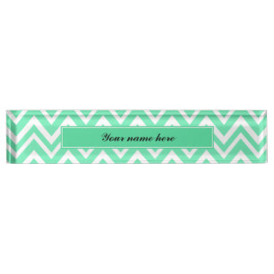 Porte-nom Pour Bureau Motif Seafoam Mint Green Zigzgag