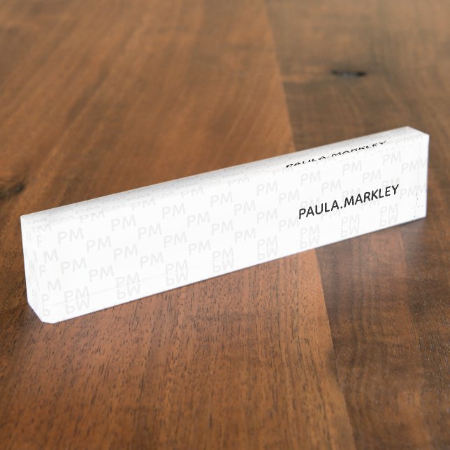 Porte-nom Pour Bureau Motif simple blanc gris clair moderne (Taille)