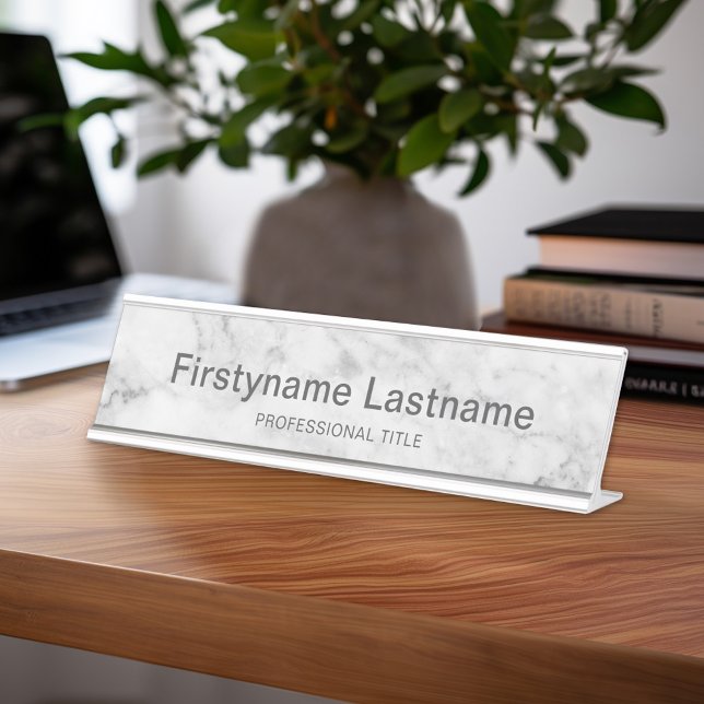 Porte-nom Pour Bureau Motif tendance Faux Marble Nom exécutif Titre (Custom Name Plate for Desk or Office)