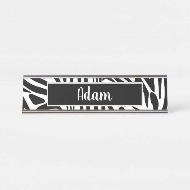 Porte-nom Pour Bureau Motif Zèbre (Devant)