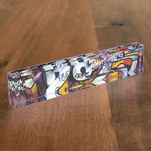 Porte-nom Pour Bureau Mots Graffiti colorés