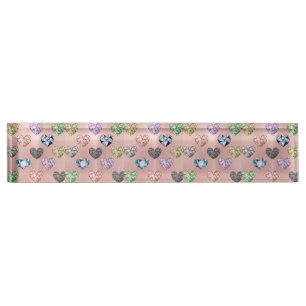 Porte-nom Pour Bureau Multi couleur, pierre à gemme, or rose, moderne, t