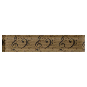 Porte-nom Pour Bureau Musical Treble Clef Sheet Musique Classique