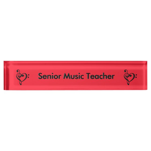 Porte-nom Pour Bureau Musique Clef Heart Red (Devant)