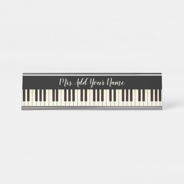Porte-nom Pour Bureau Musique personnalisée Piano Teacher Piano Keys  (Devant)