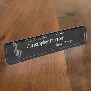 Porte-nom Pour Bureau Musique : Treble et basse Clef