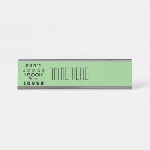 Porte-nom Pour Bureau "Ne juge pas un livre par sa couverture" Sage Cust