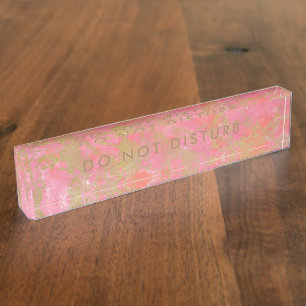 Porte-nom Pour Bureau Ne touchez pas aux affaires de marbre roses d'or
